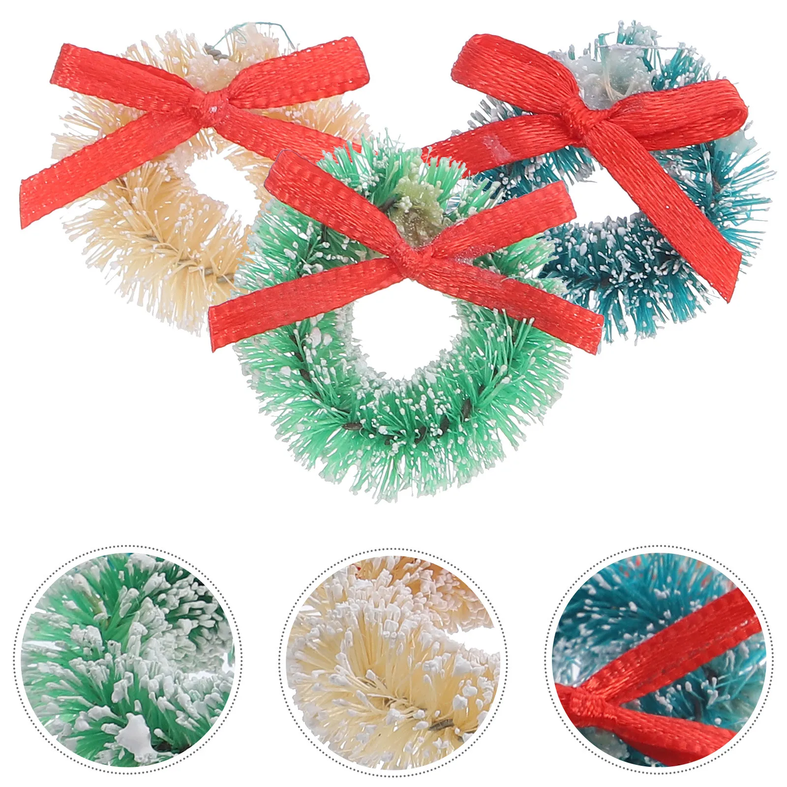 12 Stück Mini-Hängekranz aus Sisal, Weihnachtsdekoration, Schleifengirlande, Weihnachtsbaumdekoration, Party, Hochzeit, Heimdekoration