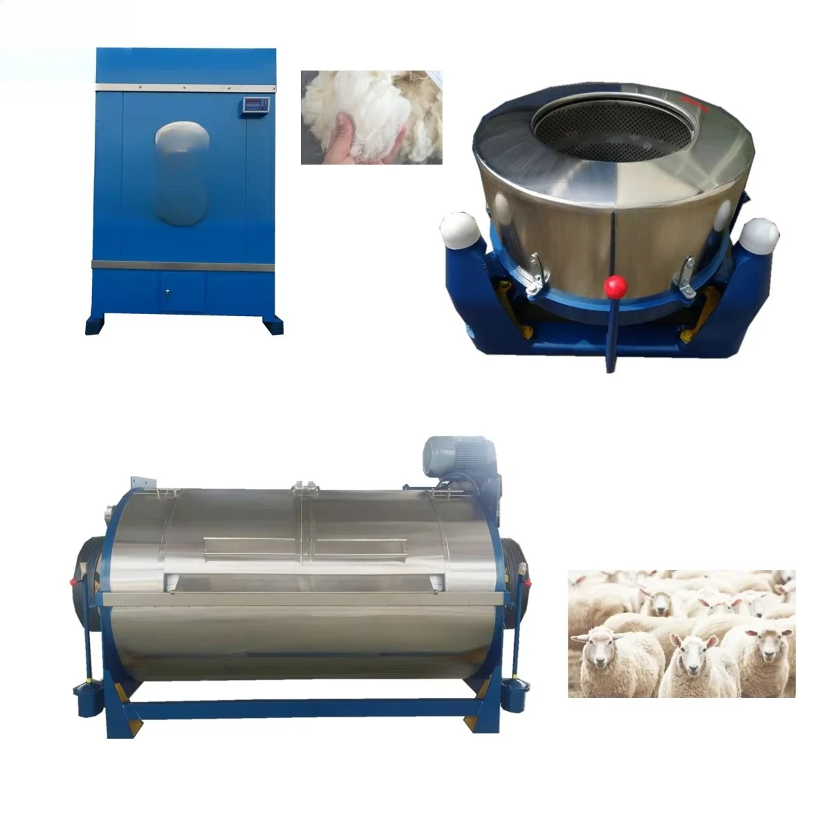 Cleaning dehydration drying carding machine automated raw wool processing machinery raw wool washing line