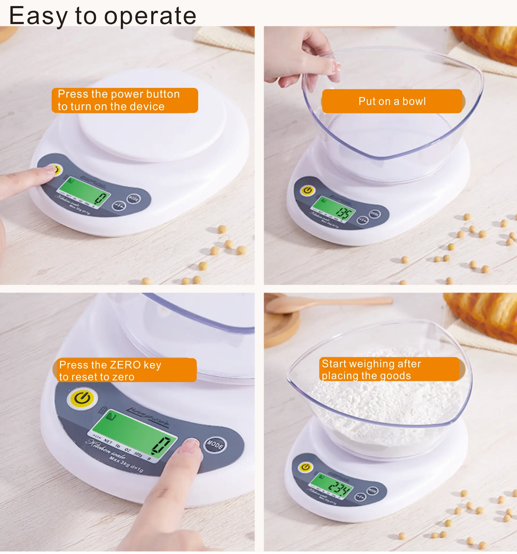 Balance de cuisine numérique HX-D2 3000g 1g/ 1000g 0.1g Balance alimentaire numérique Poids Gram et Oz Digital Gram balance avec tare