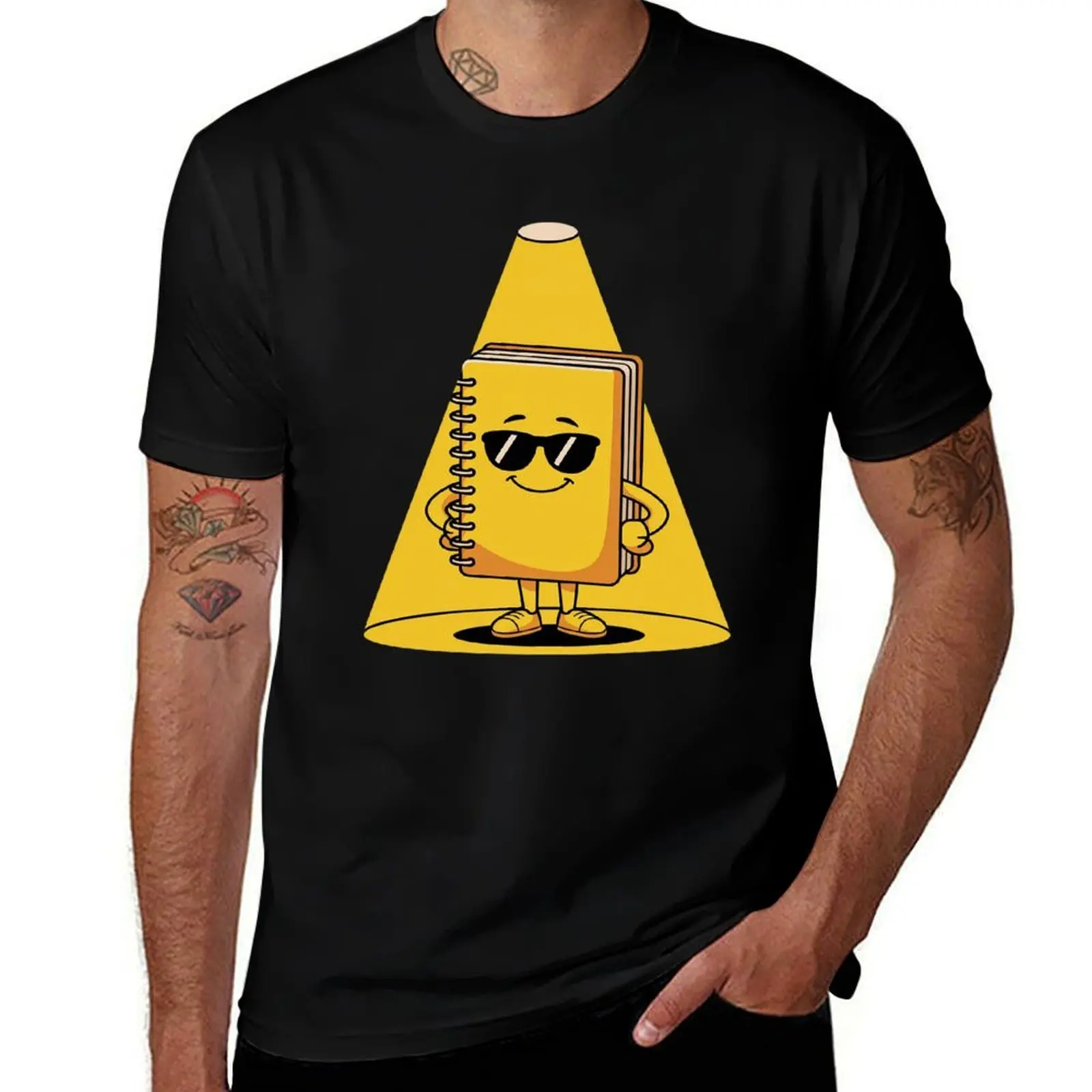 

Cool Notebook Silhouette with Sunglasses Outline T-Shirt tees summer tops plain black t shirts men