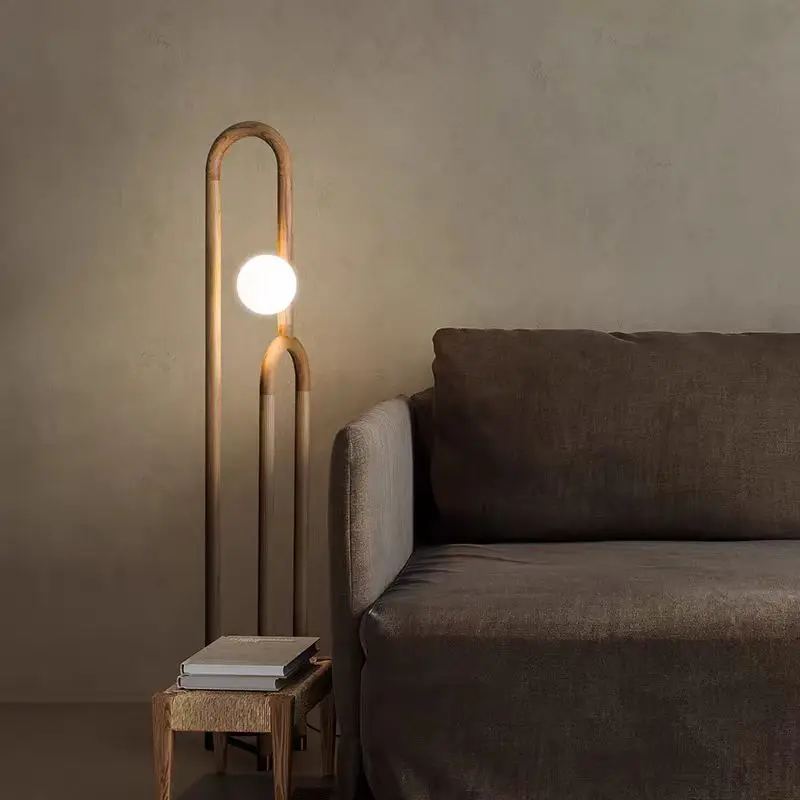 

Wabi sabi wood floor lamp Creative LED arc floor lamp for Living Room Bedroom Beside Sofa Japanese retro Ambient Vertical Lamp