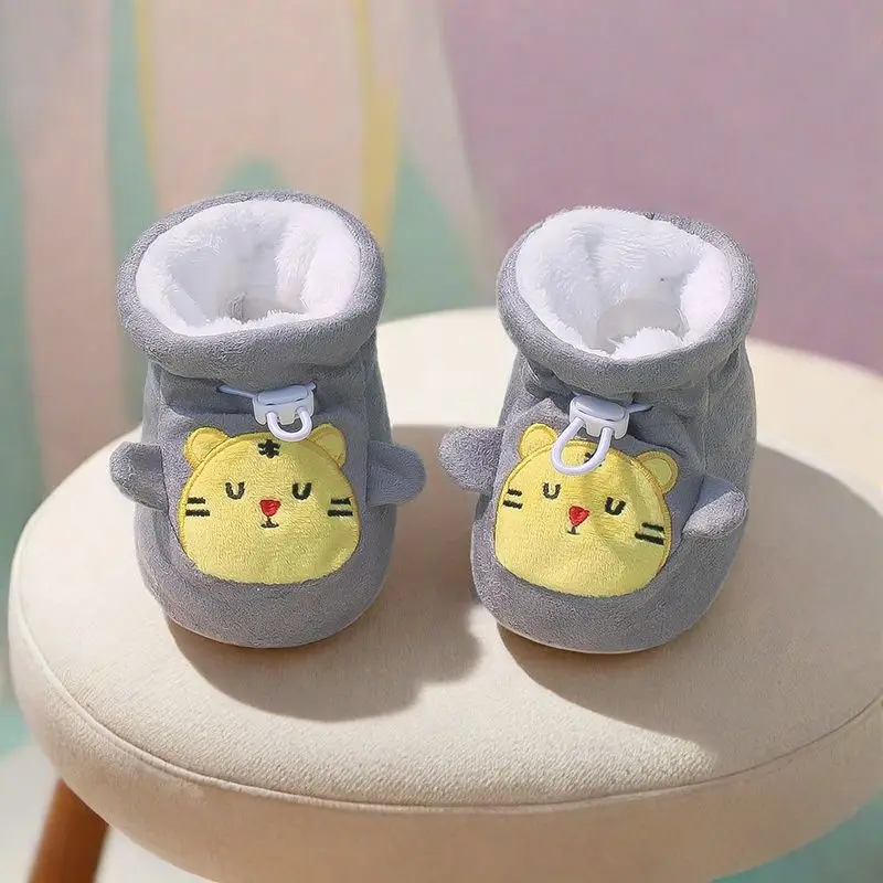Baby Soft Sole Prewalker Shoes Warm Fleece Lined Cotton Booties for Infants 0-12 Months Unisex Fall Winter Crib Shoes