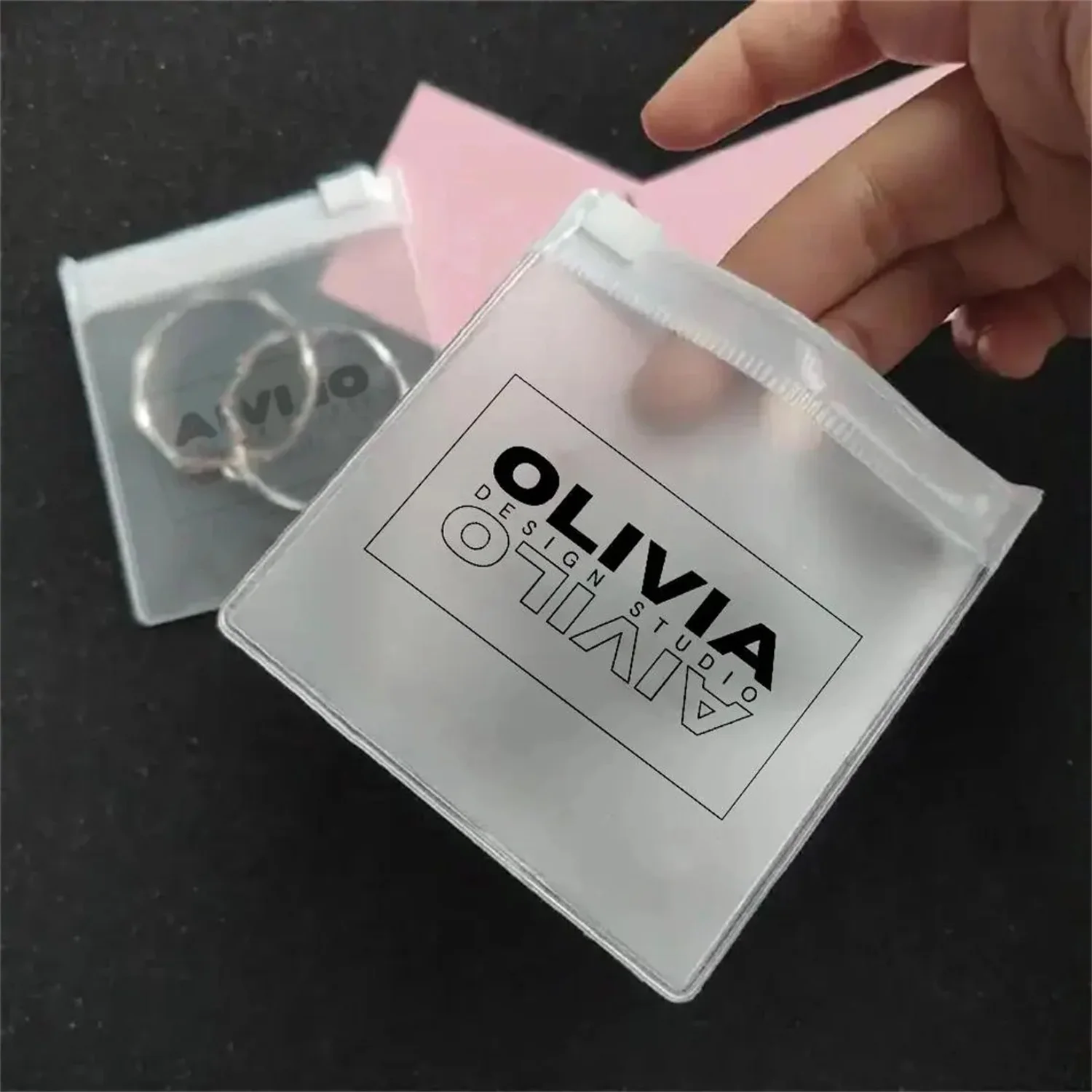 

50-1000pcs Custom Logo Jewelry Bag, Bracelet Bag, Ring Bag, Necklace Bag, Transparent Packaging Bag, Frosted Jewelry Packaging Z