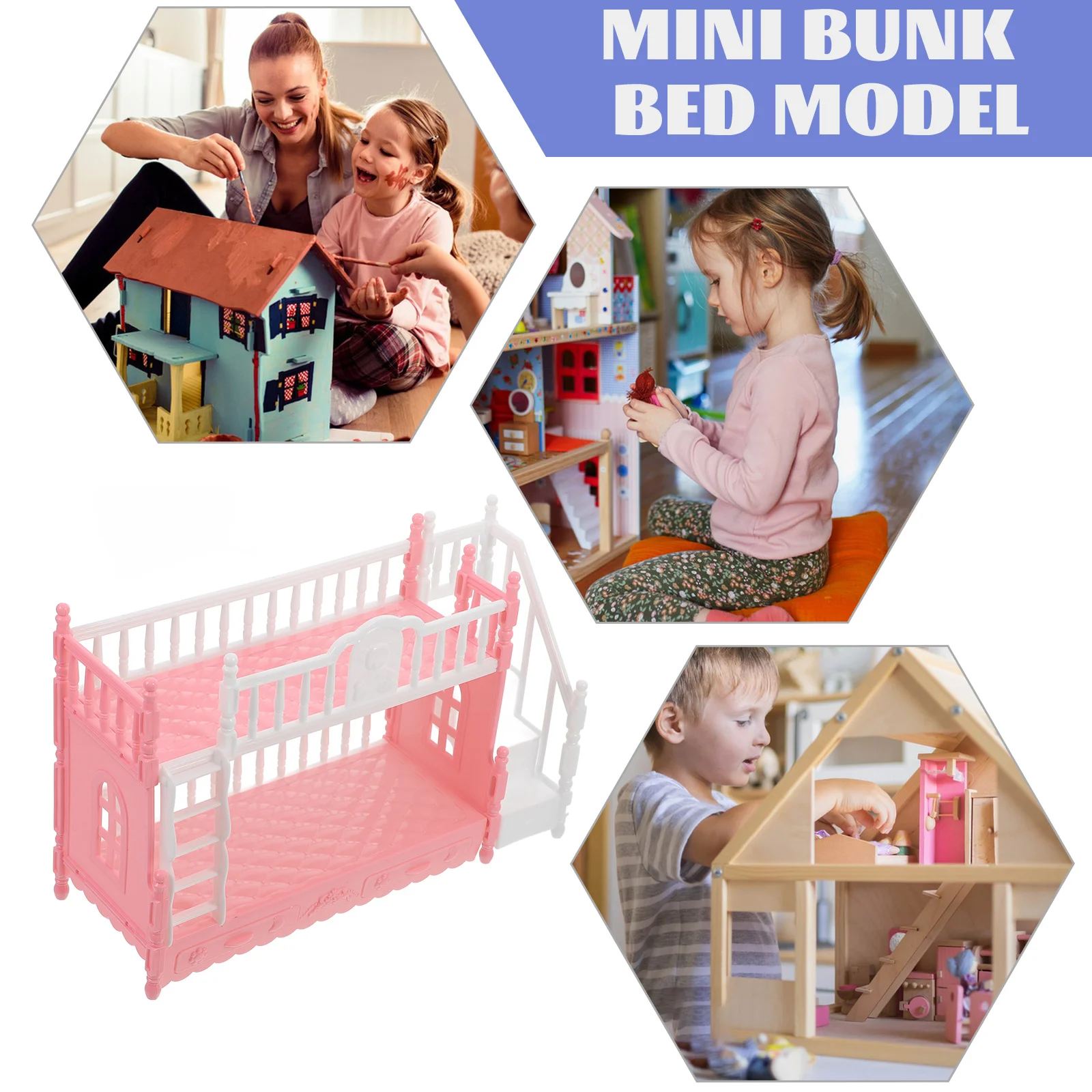 Möbel für Puppen Requisiten Bett Twin Etagen betten Spielzeug abs Mini Modelle Miniatur Ornament