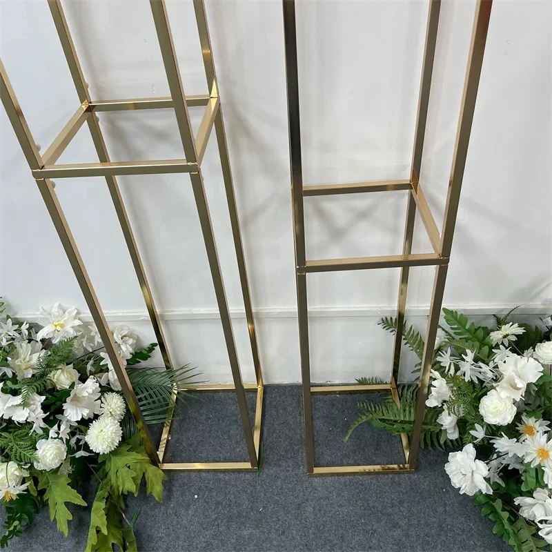 Luxuriöser Goldener Hochzeitsbogen-Hintergrund mit Geometrischem Metallständer für Hochzeits-/Geburtstagsdekoration, Outdoor-Party, Elegantes Design – Detail 10