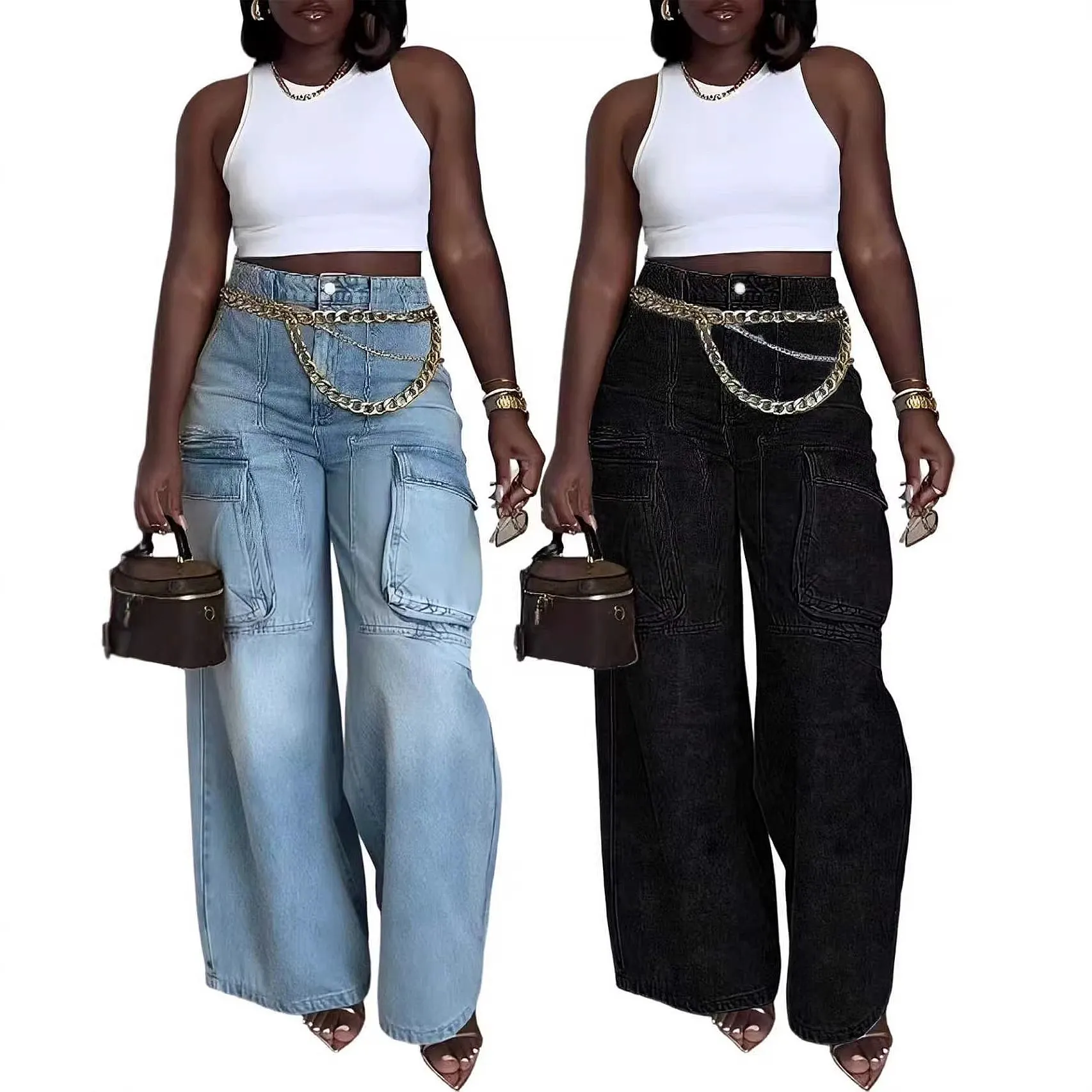 

Spring Summer Denim Overall Jumpsuit Pants Playsuits Washed Work Pockets Jeans