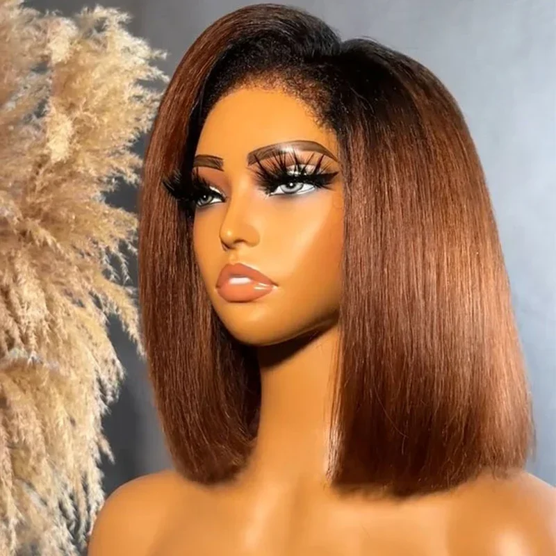 لينة الجزء الأوسط 16 بوصة طويلة أومبير شقراء غريب مستقيم الدانتيل شعر مستعار أمامي للنساء الاصطناعية قبل قطعها غلويليس ارتداء اليومي شعر مستعار #4