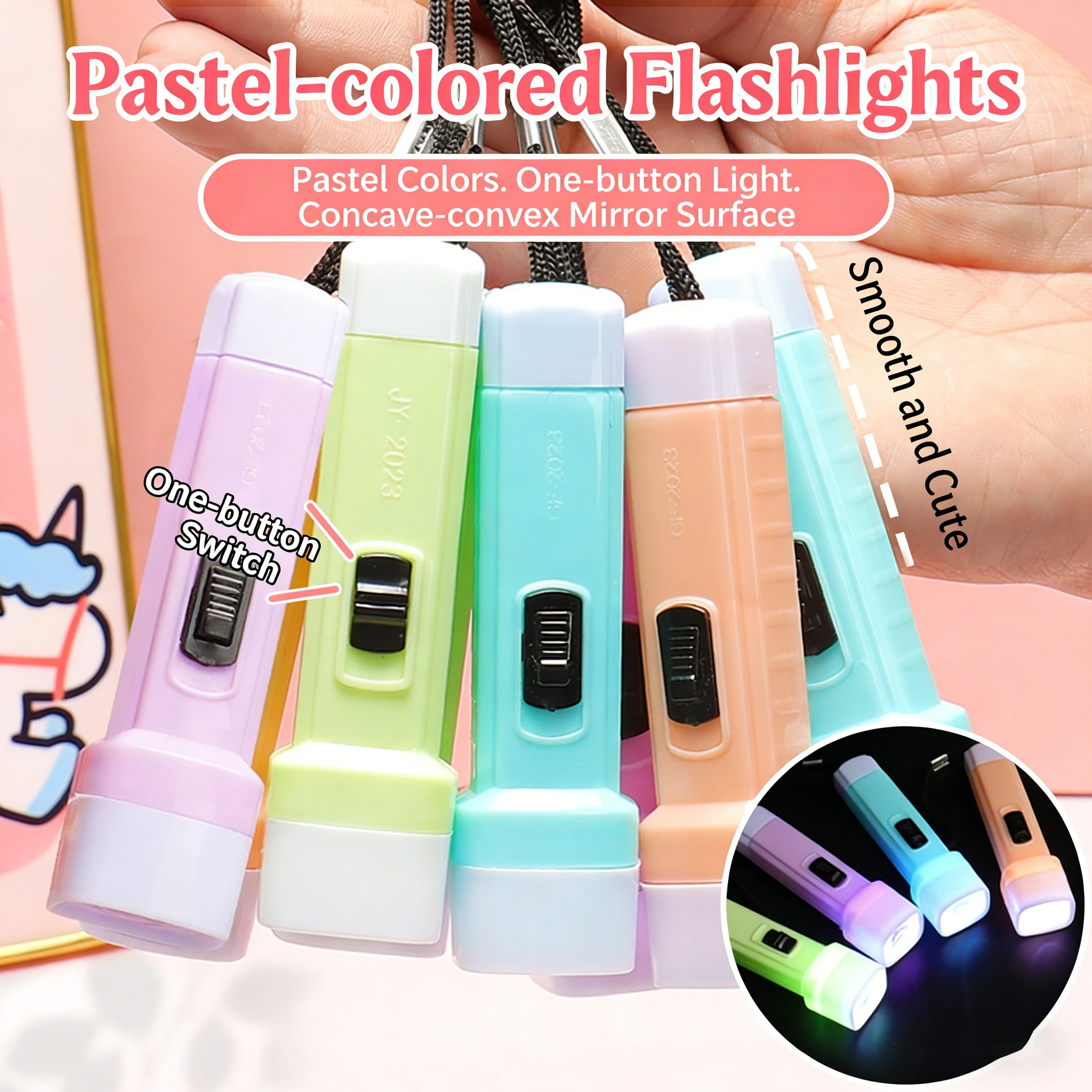 

Portable Mini Torch Cute Macaron Hues Childrens Flashlight Jelly Color Small Handheld Light For Kids Home Outdoor Emergency
