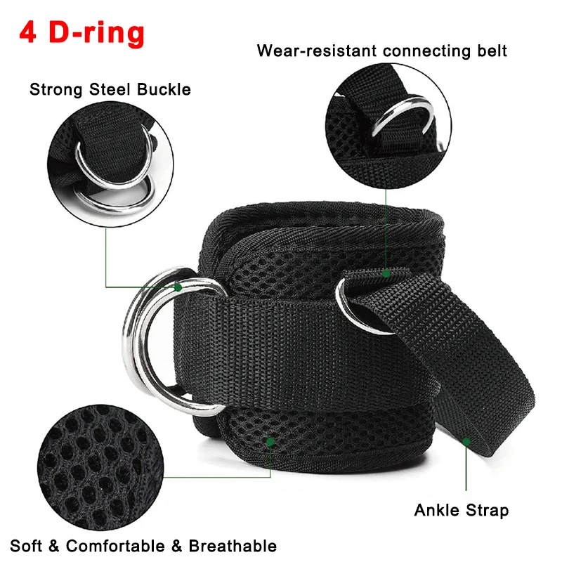 Fitness Ankle Straps Adjustable D-Ring Foot Support Cuffs Gym Gluteus Leg Strength Workout Accessory Ankle Support Pad Men Women