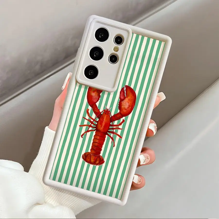 Ocean Life Theme Striped Phone Cover Case for Samsung Galaxy S26 Ultra S24Ultra S25 S23 FE S21 S24 Plus S22 S25 Edge S20FE