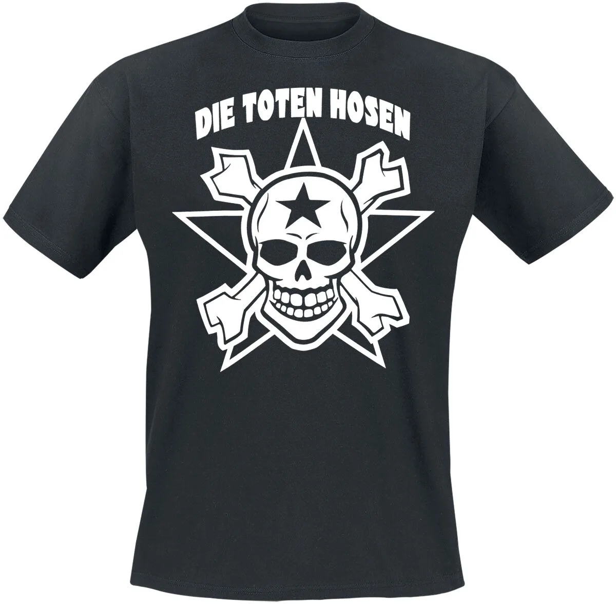 Camiseta Die Toten Hosen Star Skull, Camiseta Vintage Alemã Punk com Design de Esqueleto Branco e Estrela para Fãs