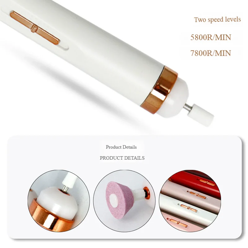 ‌Mini Electric Nail File - Portable Nail Grinder for Manicure Pedicure, USB Rechargeable Quiet Nail Drill with 5 Bits
