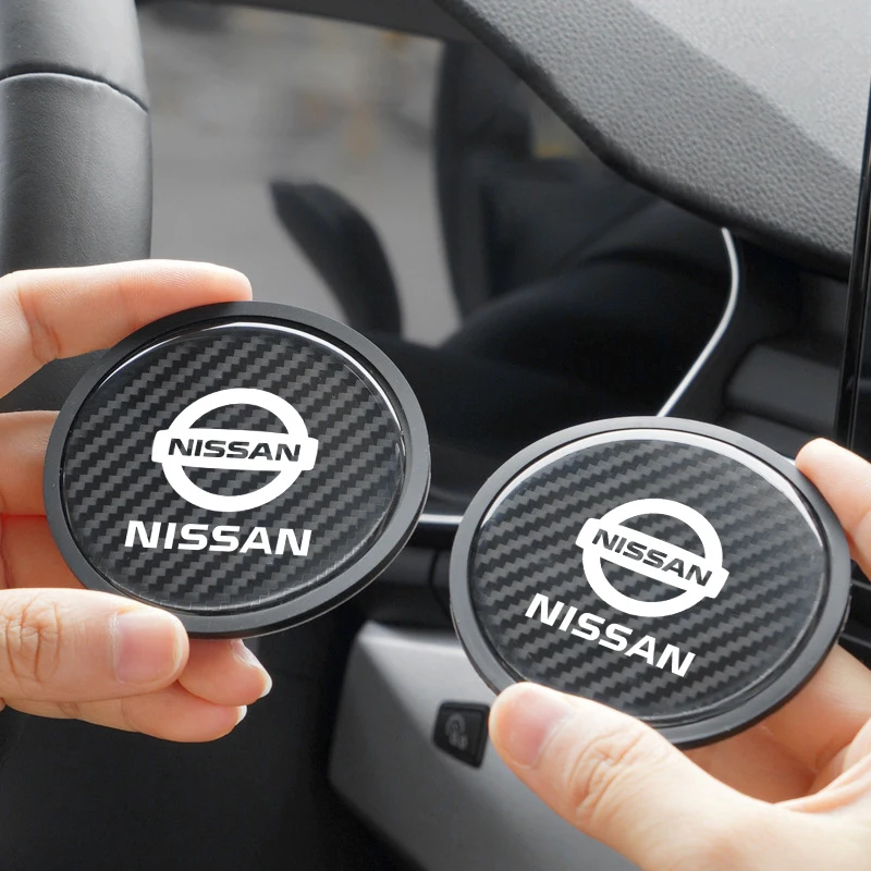 Car Anti-Slip Mat Coaster Water Cup Slot Decorate Accessories for Nissan X-trail Qashqai Note Juke Sentra Patrol Navara Micra