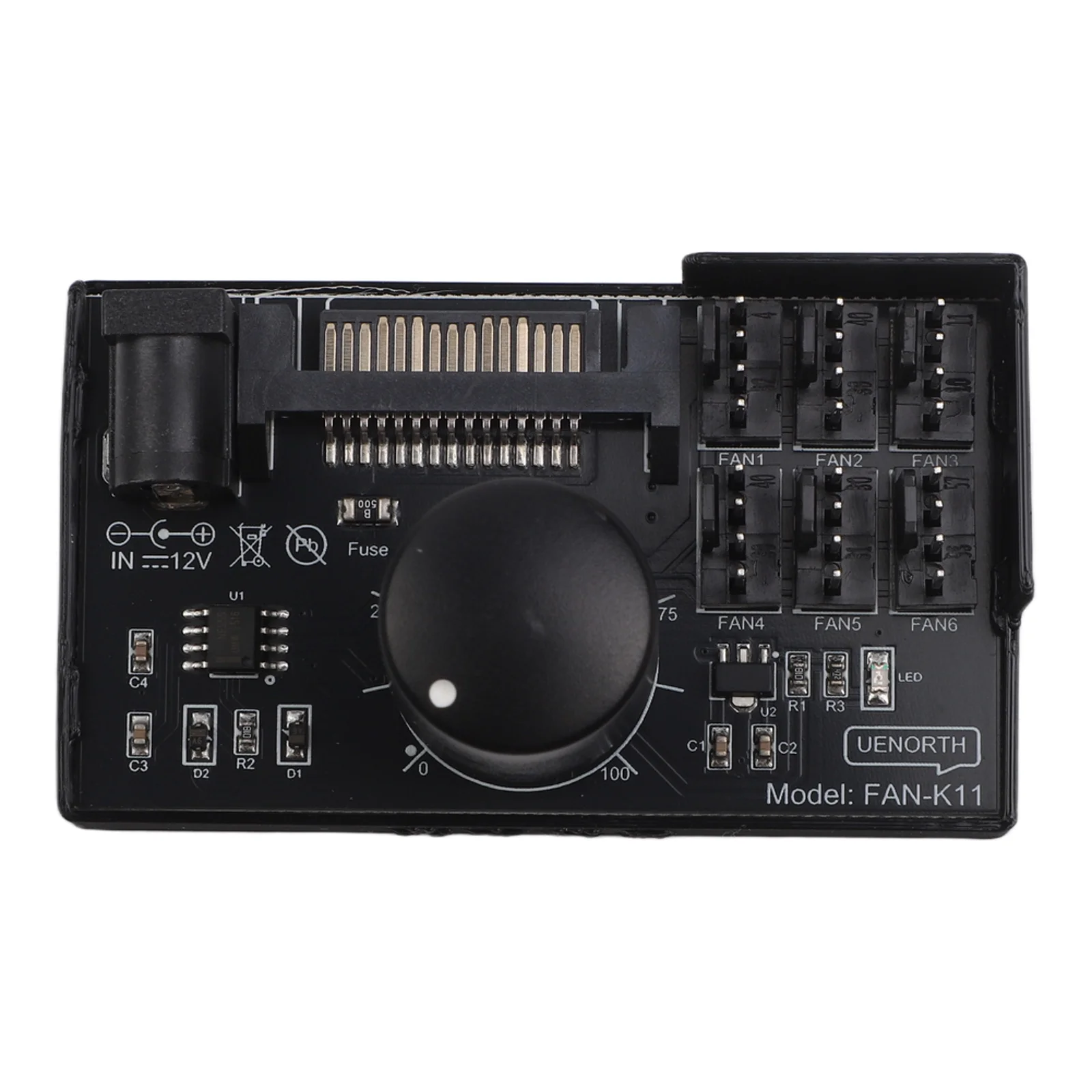 12V For PWM Fan Controller Hub 4 Pin for Desktop Cooling Supports 6 Fans with Adjustable Speed Control 1 to 99 Duty Cycle
