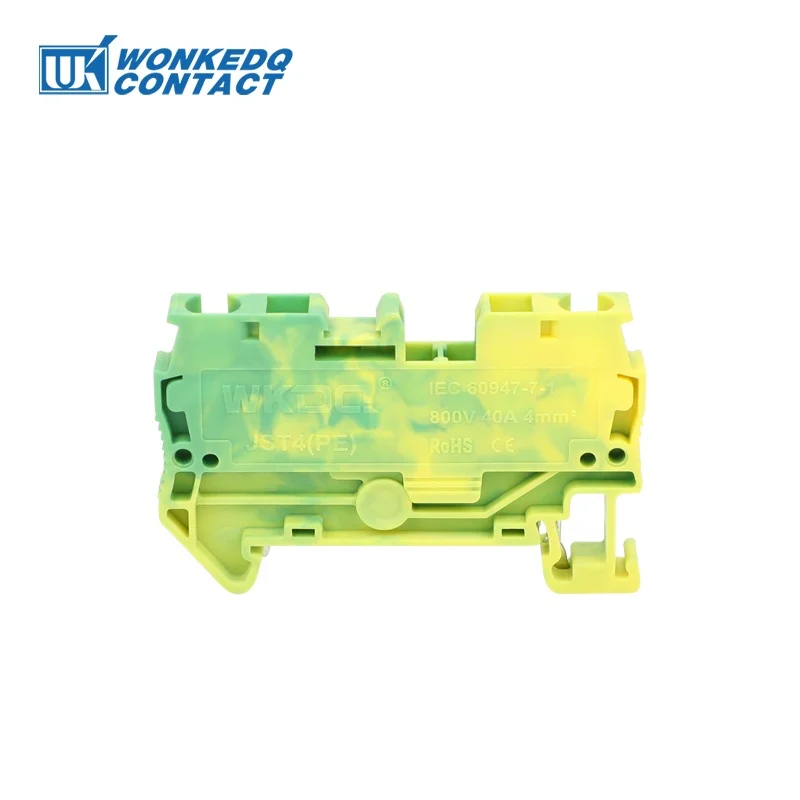 10Pcs ST4-PE Din Rail Ground Connector Spring-cage Terminal Block Feed-through Earthing Electrical Cable 4mm² Connect ST 4-PE