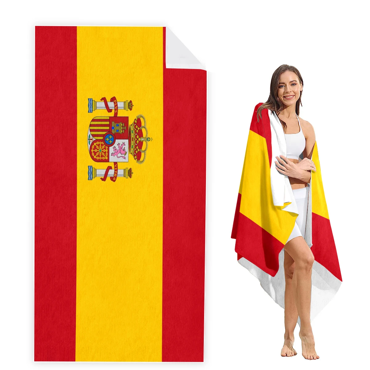 Spain Beach Towel Oversized,Super Absorbent Sand Free Thick Microfiber Beach Towel,Beach Towels for Kids,Men,Women