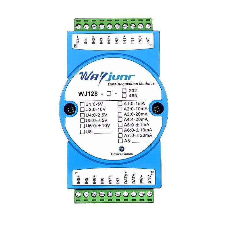 8-way 4-20mA to 485 converter 0-5V to RS232 acquisition module ± 10V analog signal Modbus