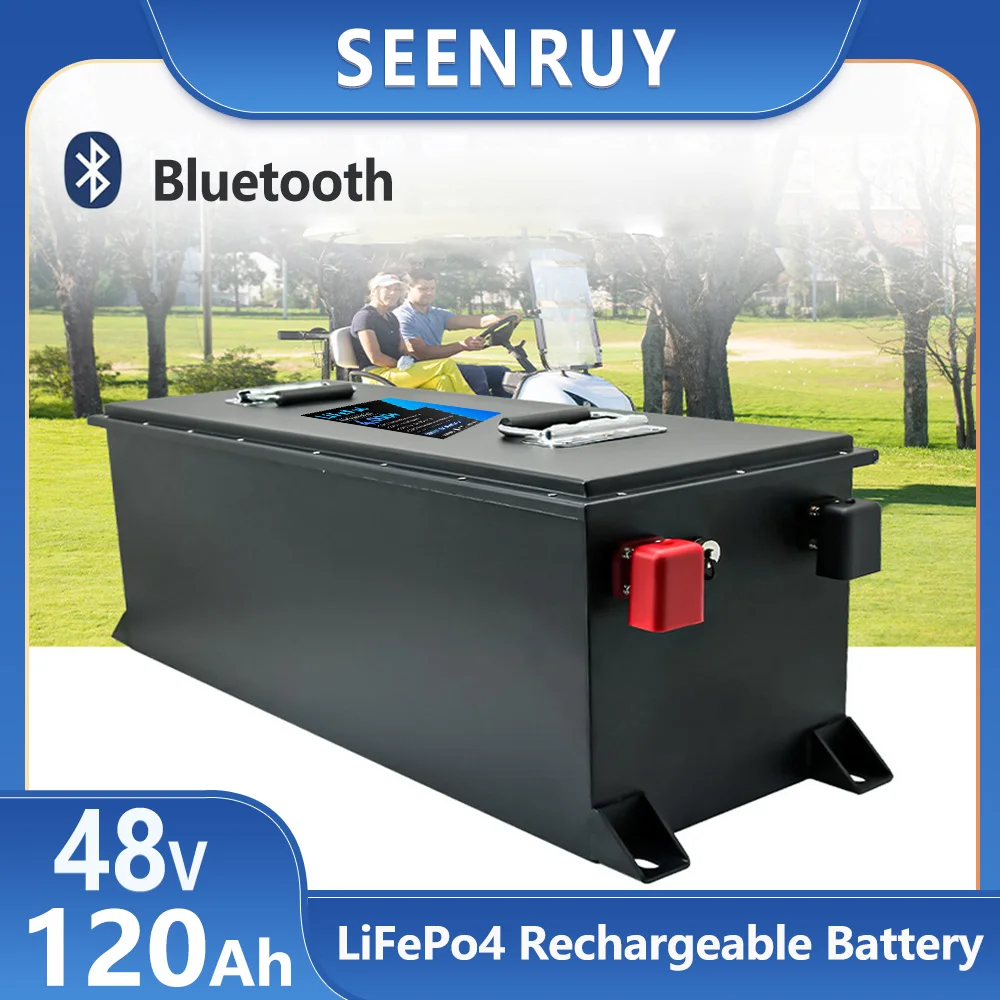 48v 120Ah Lifepo4 Rechargeable Battery Pack Battery life long capacity golf cart special lithium battery built-in BMS +charger