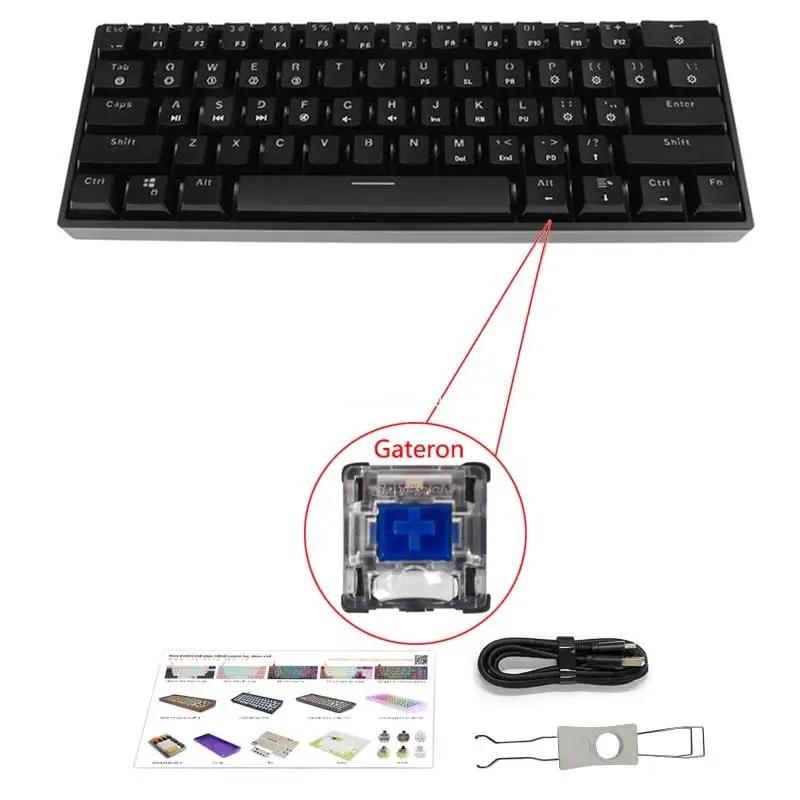 61 keys RGB Mechanical Keyboard USB3.1 Type-C for Desktop Laptop Dropship