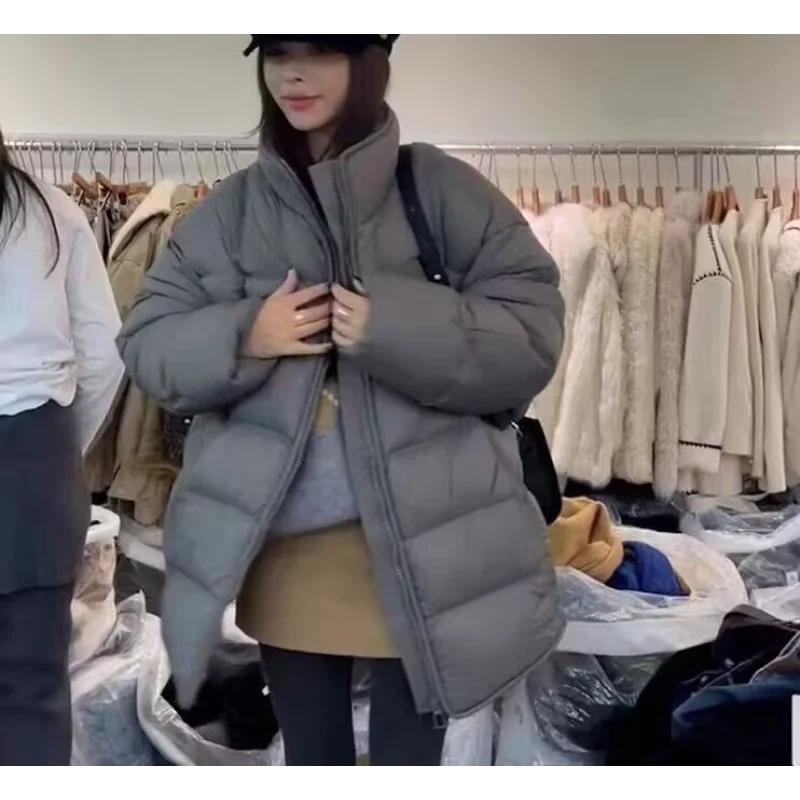 سترة نسائية شتوية متوسطة الطول مع غطاء للرأس - مقاس فضفاض، نمط شبابي، معطف طويل كاجوال كبير الحجم دافئ وعصري