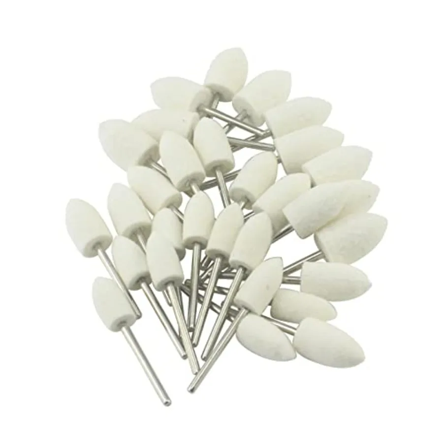 30 Pcs Wool Felt Polishing Bits, 3/32'' Shank Cone Shape Wool Polishing Points for Rotary Tool 8mm, 10mm, 12mm