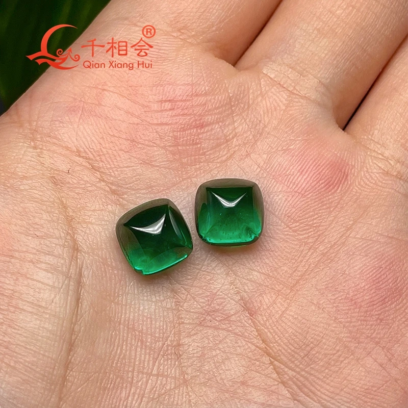 10*10mm Sugar-loaf Cut Tower shape nano green color clear loose gem stone  fjor jewelry making