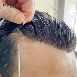 90% Density Natural Light Super Thin Skin Undetectable Hairline Mens Toupee Human Hair Blonde Brown Gray Hair Replacement System