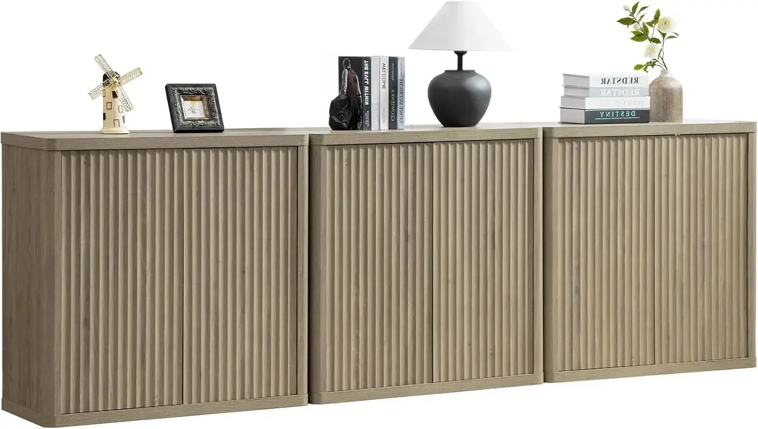 

Buffet Cabinet with Storage Sideboard Accent Modern Credenza with Doors&Shelves Fluted Media Console Wood Mid Century Bar Table