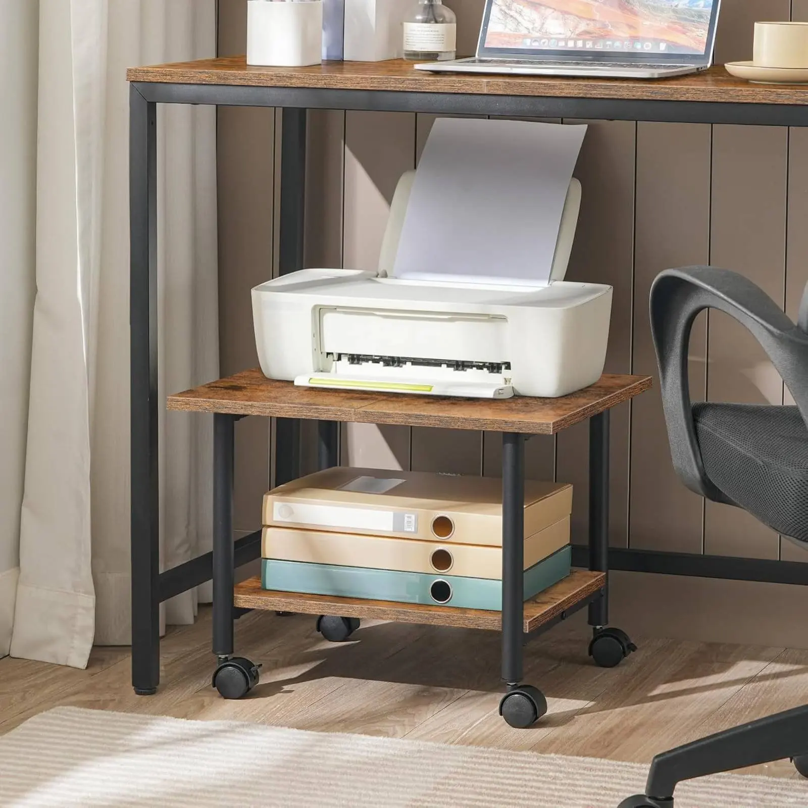

2-Tier Printer Stand Multipurpose 2 Tier Printer Stand Storage Rack Space-Saving Office Furniture Easy to Assemble