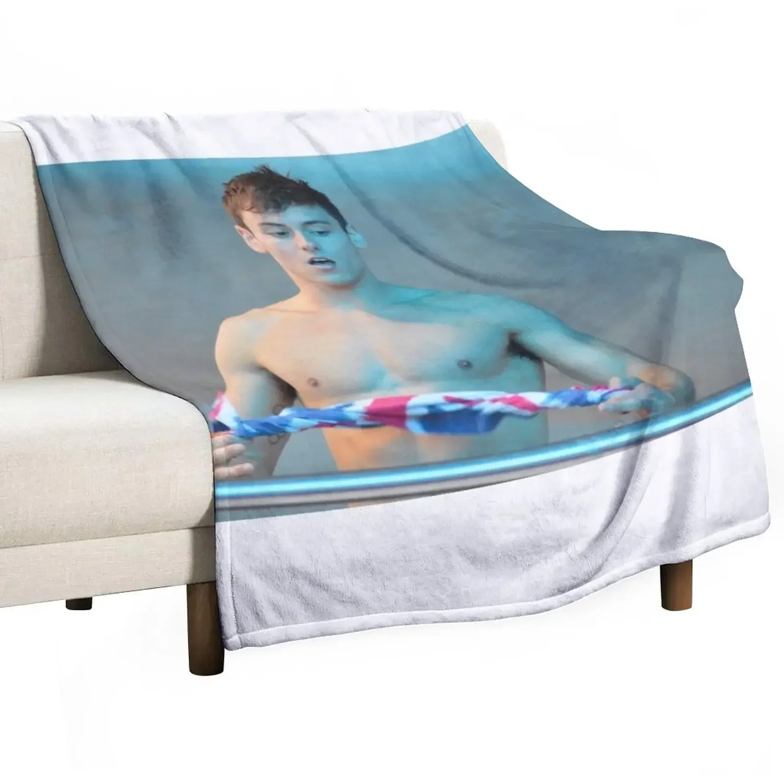 

Tom Daley 2016 with GB towel Throw Blanket Moving Giant Sofa Blankets