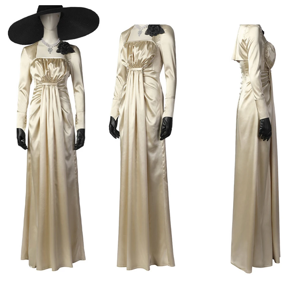 

Anime Village Alcina Long Dress Dimitrescu Carnival Cosplay Costume Halloween Party Outfit Vampire Suit Performance Stage Dress