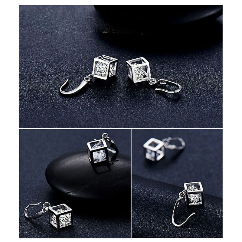 925 Sterling Silver Color Necklaces Earrings Jewelry Sets Hot Sale Cubic Zircon Women Girls Engagement Anniversary Accessory