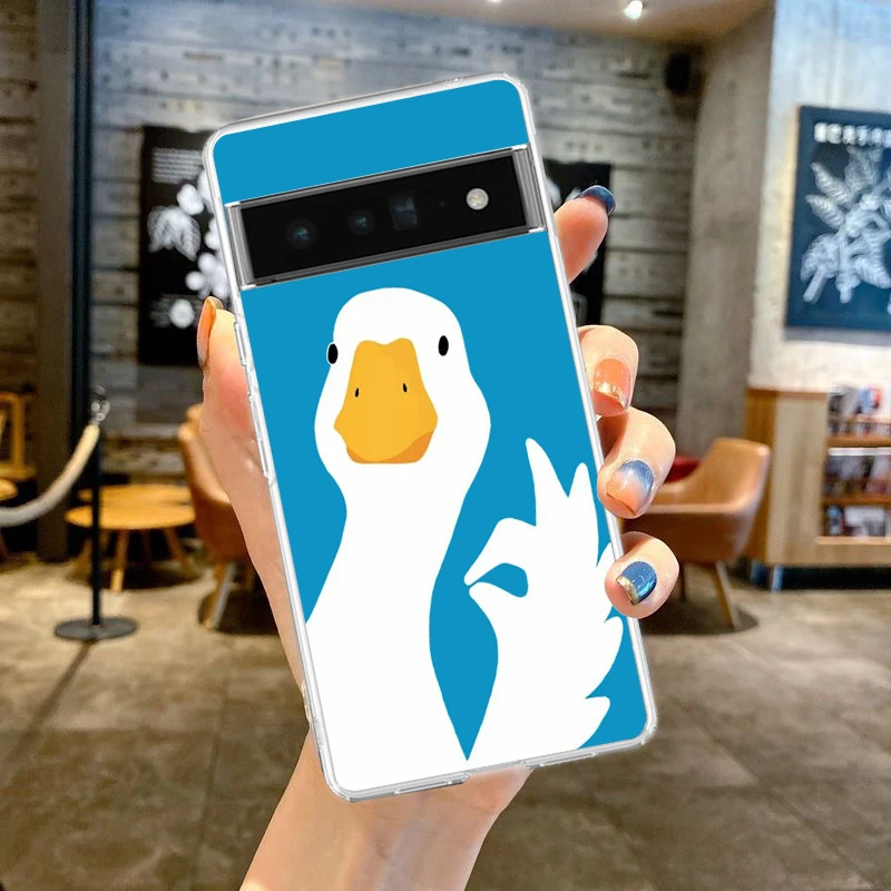 Cartoon Cute Goose duck Game For Google Pixel 8 7 6 Pro Phone Case Soft TPU For Pixel 6A 5 4 5A 4A 3A XL 5G Silicone Clear Cover