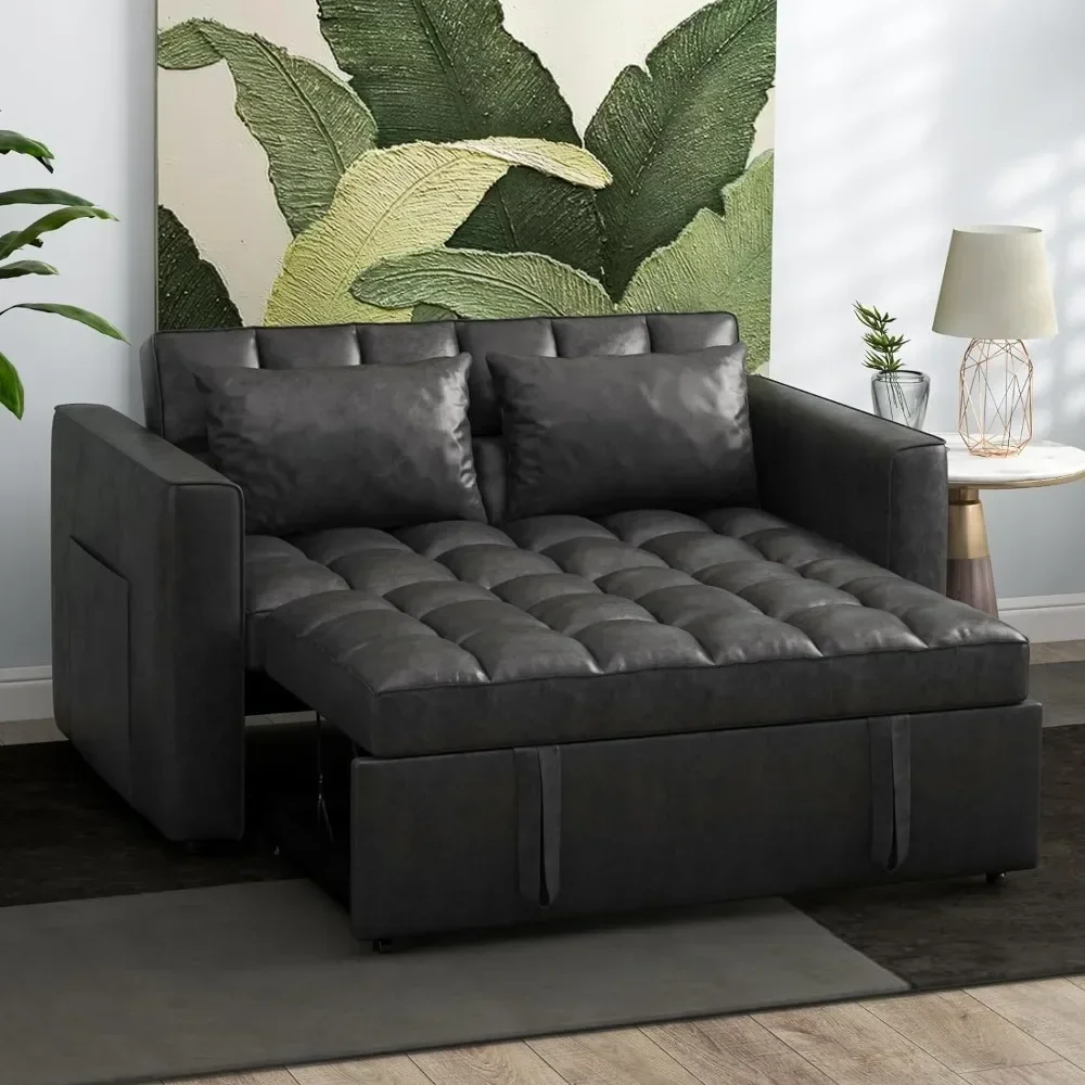 % 3 в 1, диван-кровать из искусственной кожи, выдвижная кровать-футон с боковыми карманами для хранения и подушками, диван-кровать для небольшого спа-салона % 3 в 1, диван-кровать из искусственной кожи, выдвижная кровать-футон с боковыми карманами для хранения и подушками, диван-кровать для небольшого спа-салона