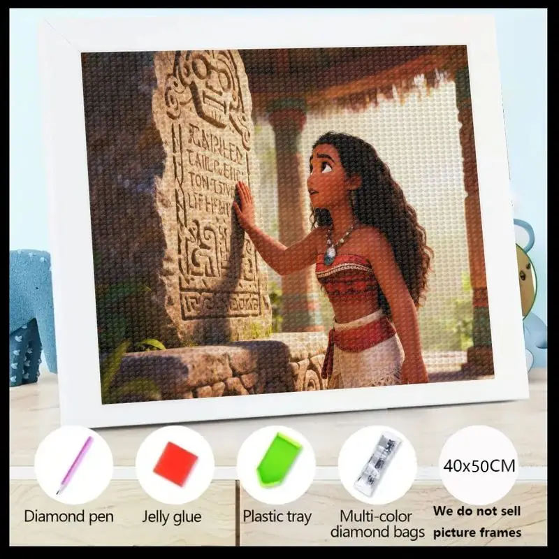 

1PC Disney Moana 5D Full Drill Diamond Painting Kit, DIY Cartoon Princess Adventure Gem Art for Kids & Adults, Crystal Embroider