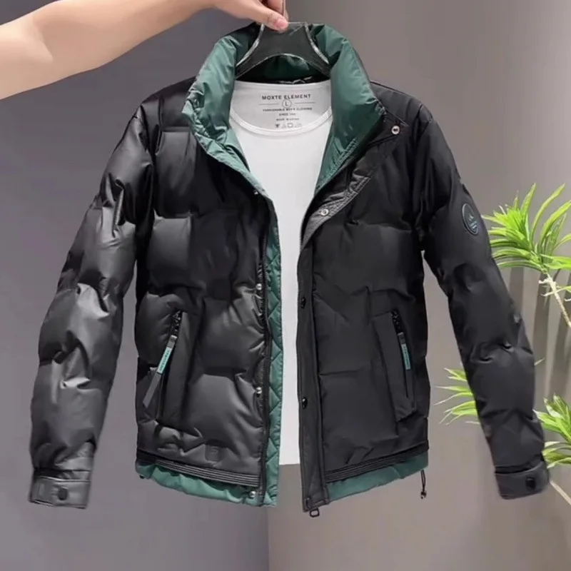 

Мужская повседневная утепленная куртка с воротником-стойкой, зима 2025: модная, теплая, из дышащего полиэфирного волокна, верхняя одежда