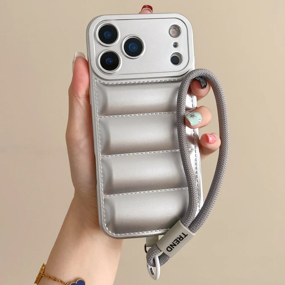 Handschlaufe Kordel Daunenjacke Silikonhülle für iPhone 18 17 16 15 14 13 12 11 Pro Max XR XS 8 Plus Kameraschutz Weiche Hülle – Detail 9