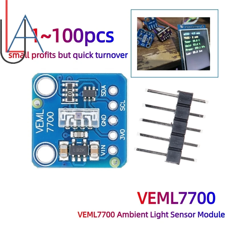 VEML7700 Ambient Light Sensor Module 3.3V 5V I2C IIC Interface for Arduino Raspberry Pi 120k Lux Light measuring Sensor Board