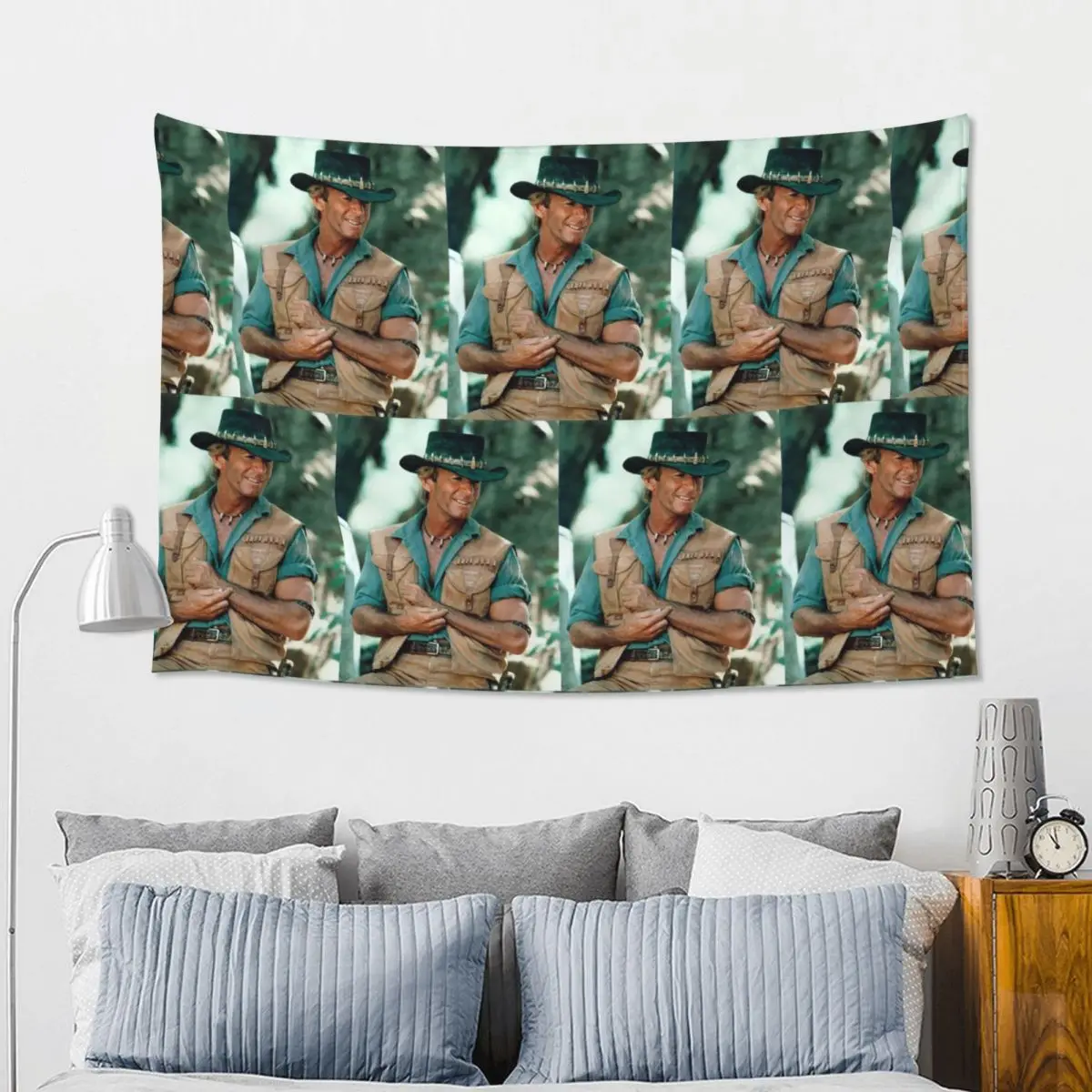 Paul Hogan Crocodile Dundee Tapestry Hippie Wall Hanging Aesthetic Home Decoration Tapestries for Living Room Bedroom Dorm Room