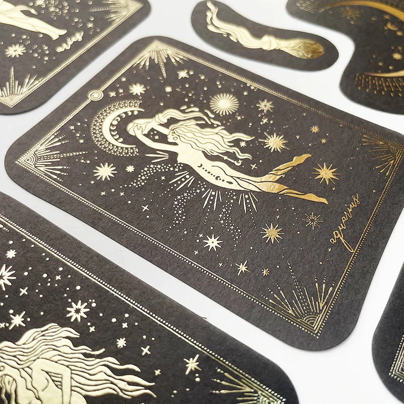 40pcs/pack 6 Designs Constellation Tarot Gold Sticker Scrapbooking Label Diary Album Retro Journal Planner Decorative Stationery