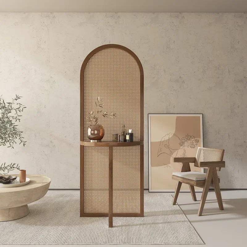 Japanese Style Rattan Screen Partition for Living Room Simple Home Entry Cover Entrance New Chinese Retro Seat Screen Divider
