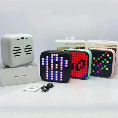 Haut-parleur Bluetooth carré sans fil, haut-parleur Twecirculation, LED créative, belle lampe de couleur, mini caisson de basses, son pixel, nouveau cadeau