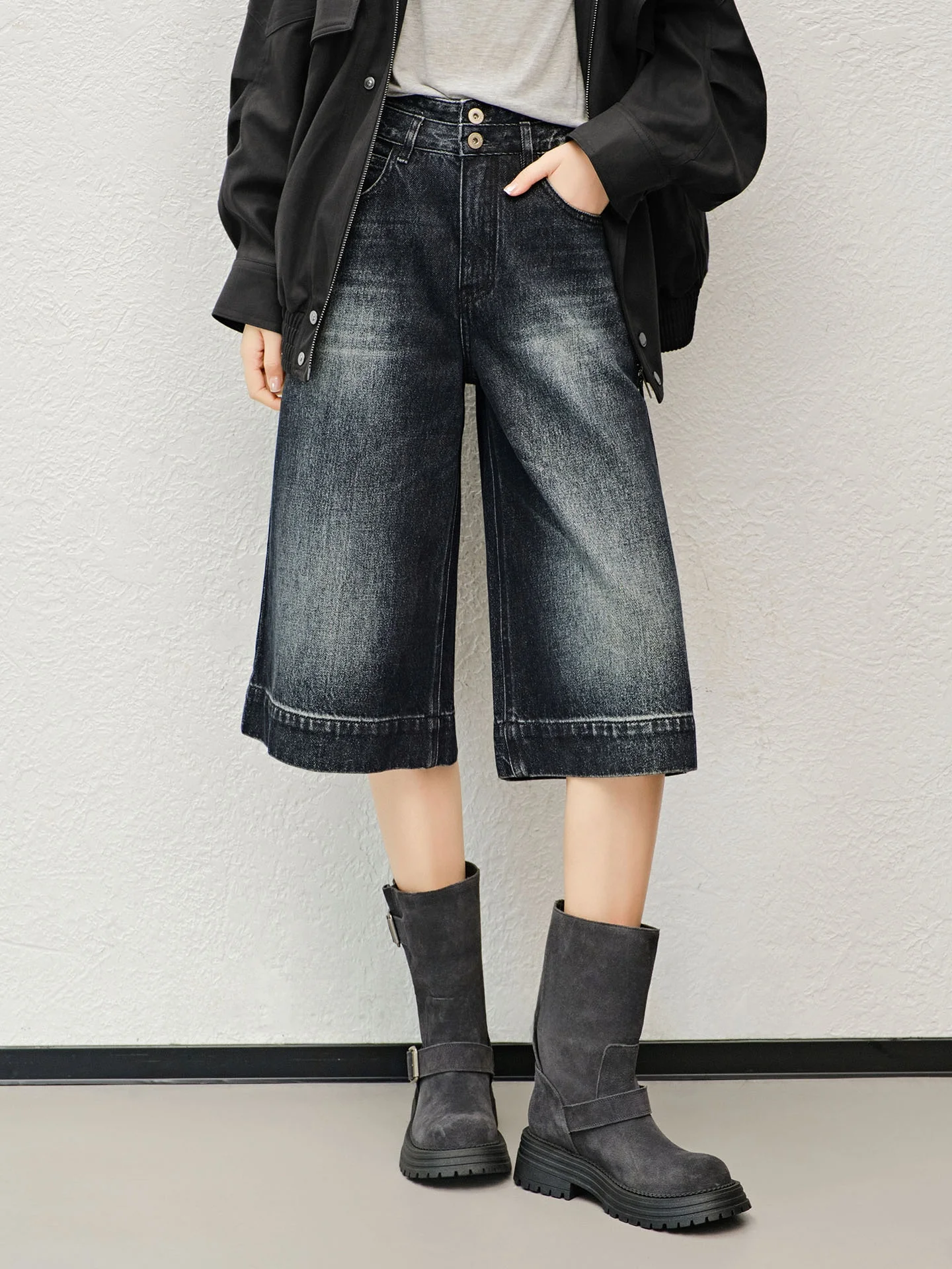 

Современные широкие джинсовые шорты с высокой талией и карманами-карго, весенне-летние, повседневные, свободного кроя, женские джинсы от Meiyang