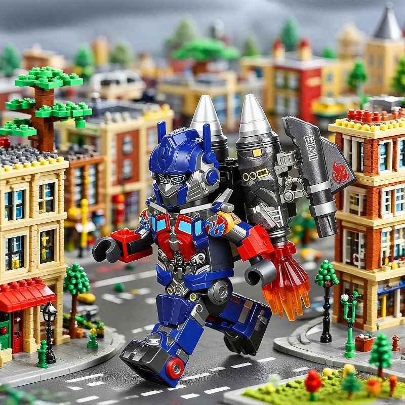 Optimus2.0 Prime كتل المحولات الجديدة MOC الحبوب الصغيرة Megatron تجميع الأطفال اللعب نحلة نموذج هدية مزخرفة