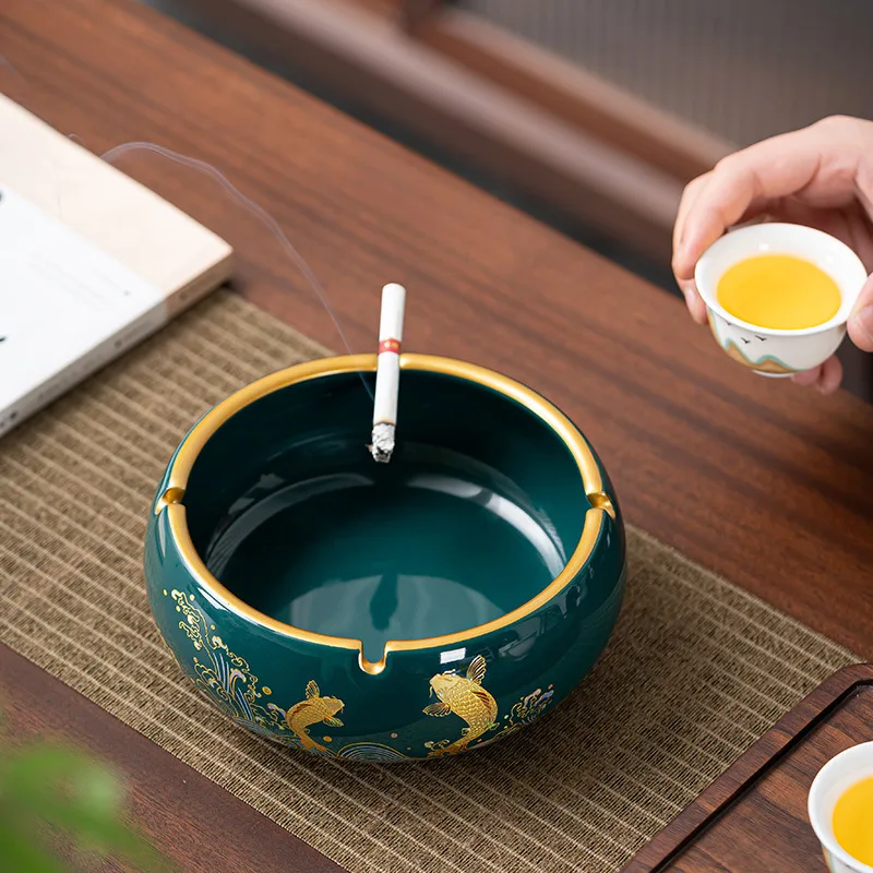 

large ceramic ashtray, household creative koi fashion luxury table living room hotel ornament