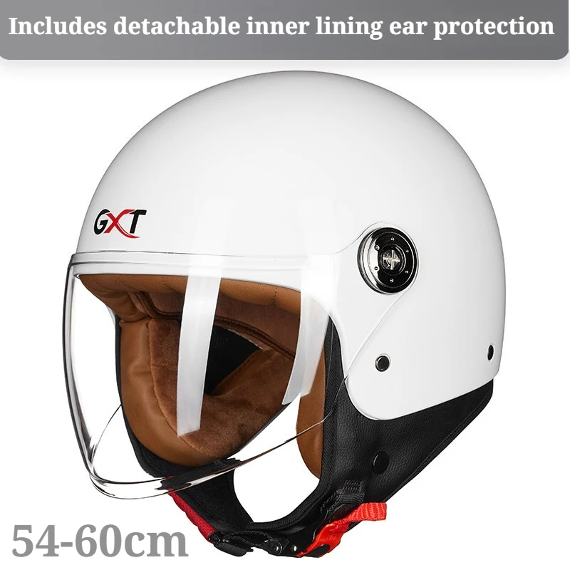 Casco Retro de Motocicleta Abierto, Estilo Vintage para Scooter, para Hombre y Mujer, Ligero, Transpirable, con Certificación DOT