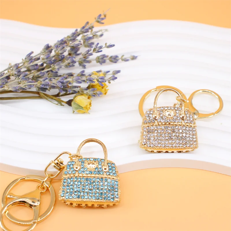 Creative New Mini Bag Full of Crystal Alloy Keychain Exquisite Automobile Hanging Holiday Souvenirs Gift Holder