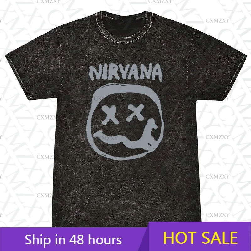 

NIR.VANA band American retro washed print old cotton T-shirt