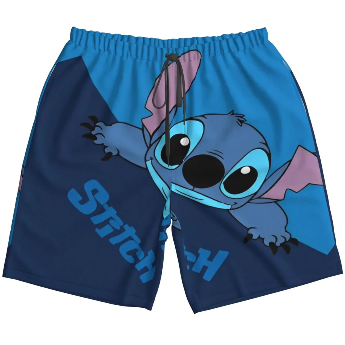 Men's Stitch & Lilo Cartoon Swim Trunks Hawaiian Bathing Mesh Lining Suit Swimsuits Beach Shorts