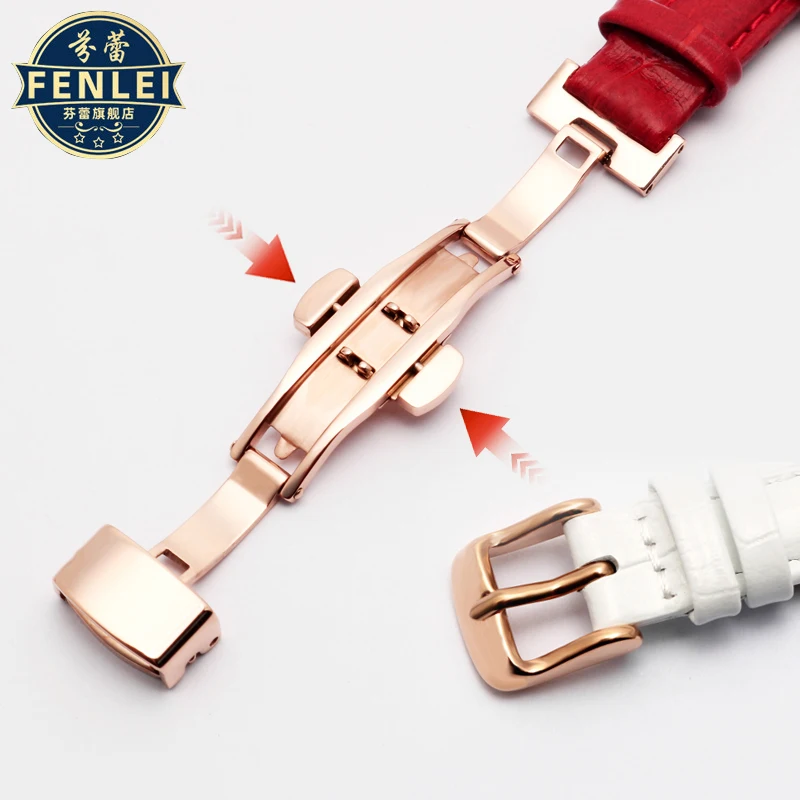 For Rossini 516752 616764 517784 5758G Notch Watch Chain Cowhide Leather Watchband Red Bracelet Men Women 14mm 16mm 18mm Strap